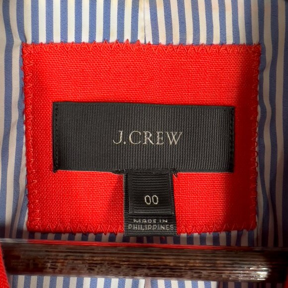 J Crew Womens Rhodes Blazer Firey Sunset Linen Lined Gold Button Preppy Size 00 - Picture 3 of 7